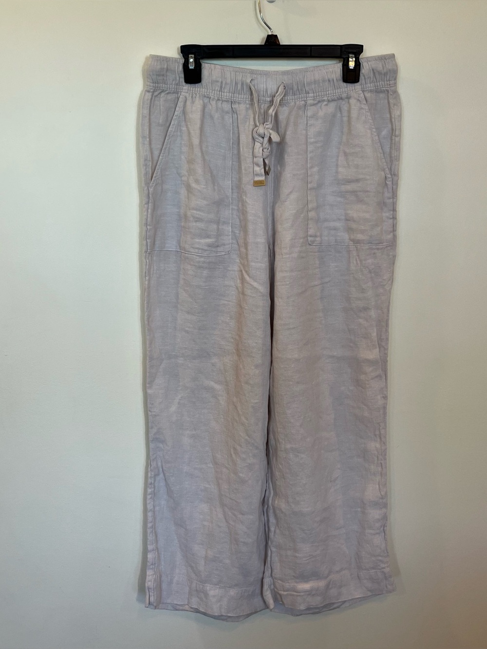 Joie Womens Linen Pants Beige Solid Drawstring Elastic Waist Pockets Size Large